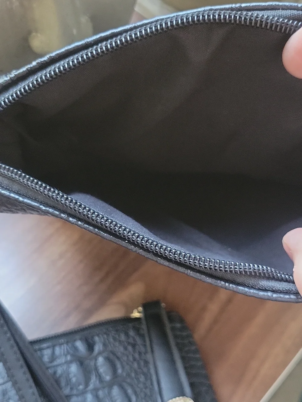Black Croc-Embossed Cosmetic Bag Set